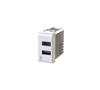 USB3.0 - Alimentatore USB da 3 Ampere a 2 uscite su modulo singolo con connettore di tipo A e tipo C compatibile con Gewiss Chorus bianca