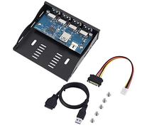USB3.0 Floppy Front Panel, 3.5'' Drive Space Converter, 4 Port High Speed Charging HUB, Sturdy Metal Construction, for Mainboard/Riser Card with 19 Pin Interface