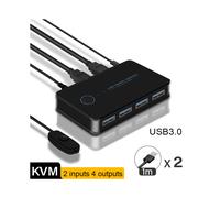 (USB3.0)KVM USB 3.0 Switch Hotkey Switcher 2 In 4 Out Hub USB Tasto di scelta rapida Switch Tastiera