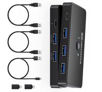 USB3.0 Switching Doppio Computer Sharing Hub Ad Alta Velocità 5Gbps Adattatore di Trasferimento Dati Durabilità Alloggiamento ABS Per Ufficio Viaggio Doppio PC USB Hub Adapter