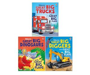 Usborne Great Big Flaps Collection 3 Books Set by Alice Beecham (Great Big Trucks, Great Big Diggers & Great Big Dinosaurs)