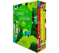Usborne Peep Inside Lift-the-Flap Serie 3 Cofanetti da collezione di libri (Spazio, Foresta e Case degli insetti)