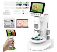 USCAMEL 1000X Microscopio Digitale per Bambini - Schermo 4K 3.5", Elettronico Ricaricabile con Kit di Vetrini - Educativo ingrandimento per monete, piante, insetti, apprendimento scientifico