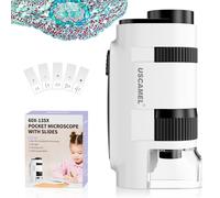 USCAMEL Microscopio Tascabile per Bambini e Adulti Mini Microscopio 60x 135x con