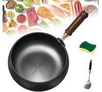 Usceshonn Iron Pot, Uncoated Thick Iron Pot, Hand-Forged Non-Stick Pan, With Lid And Spatula, Easy To Clean for Baking, Cooking, Stewing (9.4 in,single pot)