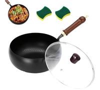 Usceshonn Iron Pot, Uncoated Thick Iron Pot with Lid, Triple Stainless Steel, Large Capacity & Deep, Multi - Purpose for Baking, Cooking, Stewing (10.24inch,Glass lid)