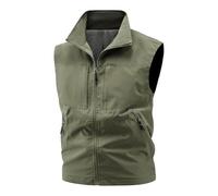 Uscire Cappotti Serbatoio Per Gli Uomini Tinta Unita Giacca Senza Maniche Collo All'aperto Gilet Cardigan Outwear, Z-087 Cachi, XXL