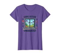 Uscire è sopravvalutato Gamer Homebody Art Maglietta, Donna, Viola mélange, XL
