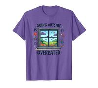 Uscire è sopravvalutato Gamer Homebody Art Maglietta, Uomo, Viola mélange, 3XL