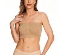 Uscire Solid Bandeau Top per le Donne 2026 Senza Spalline Senza Cuciture Trendy Tube Top Night Out Crop Backless Bustier Sexy Off The Spalla Data Night Clothes Club Off Spalla Tubo Top, cachi, M
