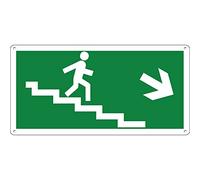 Uscita di Emergenza Scale | Cartello di sicurezza in alluminio composito 3 mm di spessore (Cm 29x14,5) (Scale Freccia destra Exit)