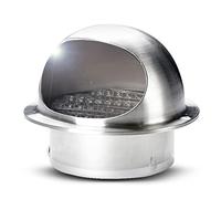 uscita di parete circolare in acciaio inossidabile Cappa a parete in acciaio inossidabile 304, coperchio del cappuccio, presa d'aria nell'intradosso rotondo, copertura dell'aria di scarico(70mm/2.8in)