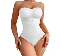 USEASY Shapewear Body Controllo Pancia Reggiseno Senza Spalline Shapewear per Le Donne Senza Spalline Faja Body Shaper Perizoma Light Shapewear, Bianco-bulit a Bra, Small