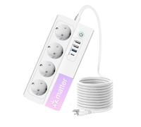 UseeLink Ciabatta elettrica opaca, presa multipla Wi-Fi, ricarica rapida funziona con Alexa, Apple HomeKit e Google, con timer e controllo vocale, 16 A