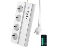 UseeLink Zigbee - Ciabatta elettrica Smart 3.0 con 4 prese AC, 1 caricatore rapido USB-C (PD 20W) e 3 USB-A, controllo vocale, funziona con Alexa Google Home Phillilps HUE 16A
