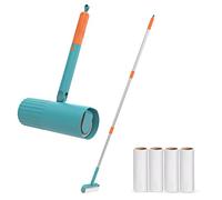 Useful Co Rullo Peli Animali con Manico Allungabile (1 Scopa + 4 Rulli Adesivi), Spazzola Levapelucchi per Tessuti, Tappeti, Letti, Divani e Tende, Togli Peli Animali con Rotolo Adesivo (Blu)