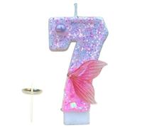 usefulbeauty Candeline di compleanno per torta, Candeline numerate per torte di compleanno - Candela scintillante con decorazioni a coda di pesce | Candele decorative per torta di compleanno carina,