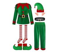 usefulbeauty Costume Di Natale Bambini, Vestito Aiutante Di Babbo Natale Per Feste, Tuta Ragazzi Per Feste Giochi Di Ruolo Fotografia Recita Raduno Familiare Eventi