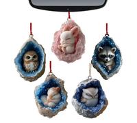 usefulbeauty Decorazione Natalizia Geode Animale - Ornamento Auto Acrilico 2D Geode Animale,5 Pezzi Incanto Festivo Per Calze Natalizie Party Casa - Decorazione Home per Porta Specchietto Retrovisore