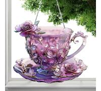 usefulbeauty Decorazione sospesa in acrilico 2D - Ciondolo acrilico piatto tazza da caffè | Decorazione artistica in rilievo che cattura la luce naturale per soggiorno e camera da letto