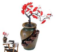 usefulbeauty Fengshii Flower Vaso Waterfall, Tier Vaso Fountain,Vaso da fontana interna a 4 livelli con albero artificiale, decorazione per ufficio rilassante Zen per il soggiorno della camera da