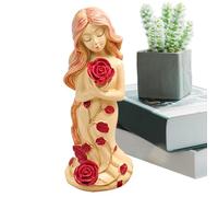 usefulbeauty Figure decorative per bambine - Statuetta da ufficio con una rosa | Figure in resina decorazione casa compleanno donna festa della mamma per presentazione biblioteca