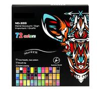 usefulbeauty Pennarelli acrilici per pittura | 36 pennarelli acrilici con pennelli a doppia punta, 72 colori, forniture artistiche per tela, legno, vetro, tessuto, ideale per laboratorio artistico,