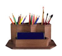 usefulbeauty Portapenne e portamatite | Organizzatore di immagazzinaggio per matite, contenitore in legno a 4 scomparti per utensili e pennarelli, adatto per la camera degli studenti, scuola,