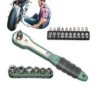usefulbeauty Set di 17 boccole a cricchetto, cacciavite, impugnatura ergonomica a doppia direzione, antiscivolo, per meccanico, fai da te, montaggio
