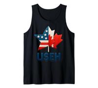 USEH Funny USA flag Canada flag Half Canadian American Canotta