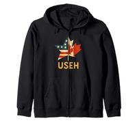 USEH Funny USA flag Canada flag Half Canadian American Felpa con Cappuccio