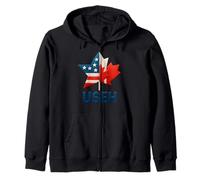 USEH Funny USA flag Canada flag Half Canadian American Felpa con Cappuccio