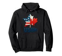 USEH Funny USA flag Canada flag Half Canadian American Felpa con Cappuccio