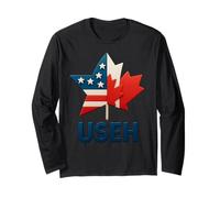 USEH Funny USA flag Canada flag Half Canadian American Maglia a Manica