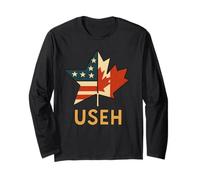 USEH Funny USA flag Canada flag Half Canadian American Maglia a Manica