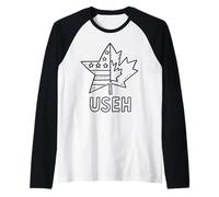 USEH Funny USA flag Canada flag Half Canadian American Maglia con Maniche Raglan