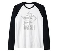 USEH Funny USA flag Canada flag Half Canadian American Maglia con Maniche Raglan