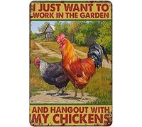 UseLoud Targa in metallo con scritta "I just want to work in the garden", vintage, retrò, in alluminio, per cucina, casa, giardino, parete, bar, caffetteria, decorazione, 20,3 x 30,5 cm