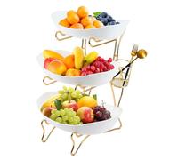 USENG Portafrutta da Tavolo in Plastica,Fruttiera 3 Ripiani in Plastica,Portafrutta a Ripiani con Supporto in Ferro Cesta Portafrutta,per Frutta Snack Dessert Torta,Portafrutta Moderna,Porta Verdure