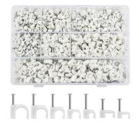USENG Set da 700 pezzi Chiodini Ferma Cavo Elettrico Fermacavo con Chiodo,Fermacavi,Fermacavi Muro,Fermacavo con Chiodo Chiodi Ferma Cavi Fissaggio Clip Rotonda,Fermacavo Piatto 4/5/6/8/10mm Bianco