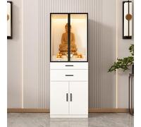 USFJATI Altare Del Santuario Con Cassetto Portaoggetti,Scaffale Sacro,Cinese Fengshui Statua Vetrina,Tavolo Da Meditazione Per Altare,Offerte Per Preghiere Divinazione E Culto