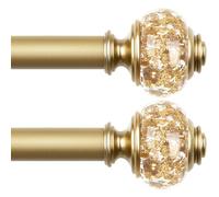 USFOOK Confezione da 2 bastoni per tende da 81 a 147 cm, aste telescopiche per tende per finestre, aste decorative dorate di lusso per tende per la casa con terminali traslucidi