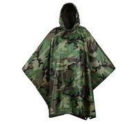 USGI Industries, Poncho antipioggia mimetico antistrappo multiuso stile militare, Woodland, taglia unica