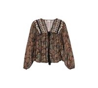 usha FESTIVAL Camicia da donna 'Folklore' blu ciano / caramello / nero / bianco Donna usha FESTIVAL XL blu ciano / caramello / nero / bianco