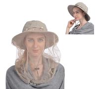 USHAKE Cappello a Rete, Cappello da Safari, Cappello da Sole con Rete Nascosta, Cachi, 7.375