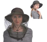 USHAKE - Cappello da Safari, con Rete a Rete Nascosta, per Insetti e zanzare, per Amanti delle attività all'Aria Aperta, da Uomo o da Donna, Colore: Verde