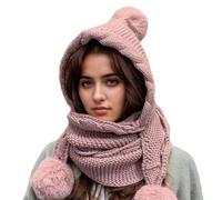 Ushanka - Set scaldacollo a maglia grossa in peluche resistente al vento per tempo freddo, escursionismo, ciclismo, uomini e donne, elementi essenziali per viaggi all'aperto