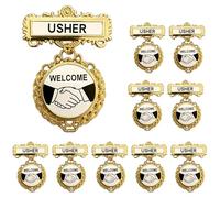 Usher - 10 distintivi per chiesa, confezione multipla di benvenuto della chiesa con spille, etichette riutilizzabili per nome, leadership per vestiti uniformi, riunioni chiese, distintivi rotondi