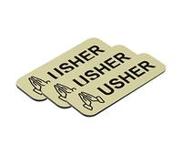 Usher - Targhetta per nome, 2,5 x 7,6 cm, oro spazzolato, mani che pregano (confezione da 3)