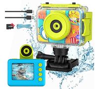 Ushining Fotocamera Impermeabile per Bambini, Macchina Fotografica Subacquea, 1080P Videocamera con 2,0 Pollici Schermo 32GB TF Scheda, Regalo per Ragazzi e Ragazze da 3-12 Anni, Blu